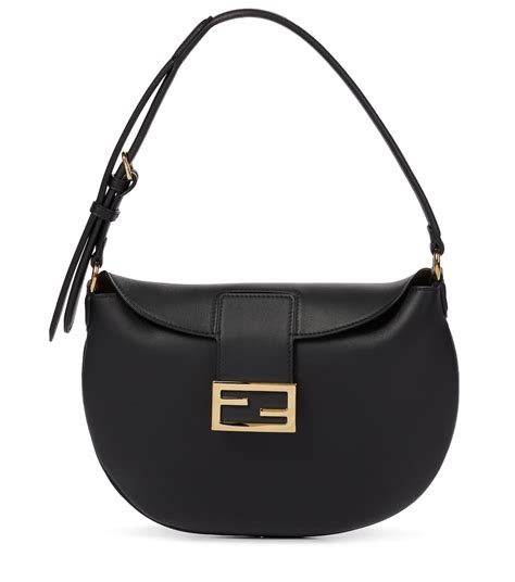 fendi croissant medium leather shoulder bag